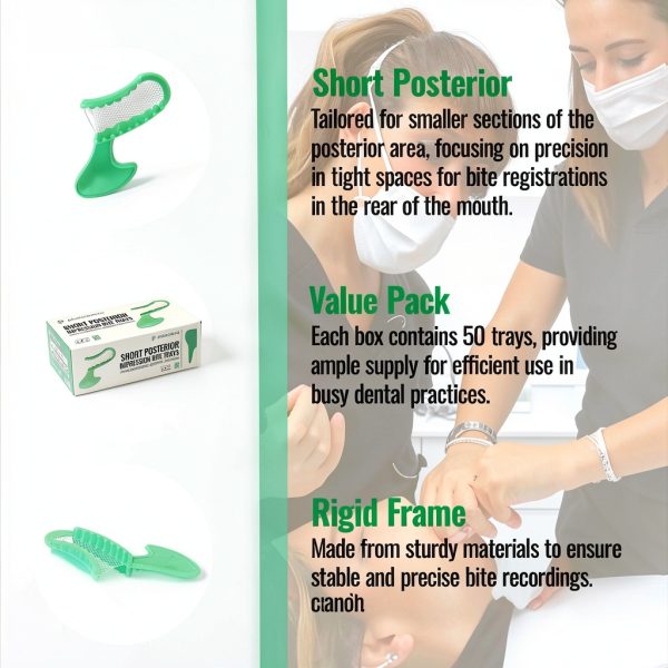 PlastCare USA 50 green short posterior dental bite registration trays-1