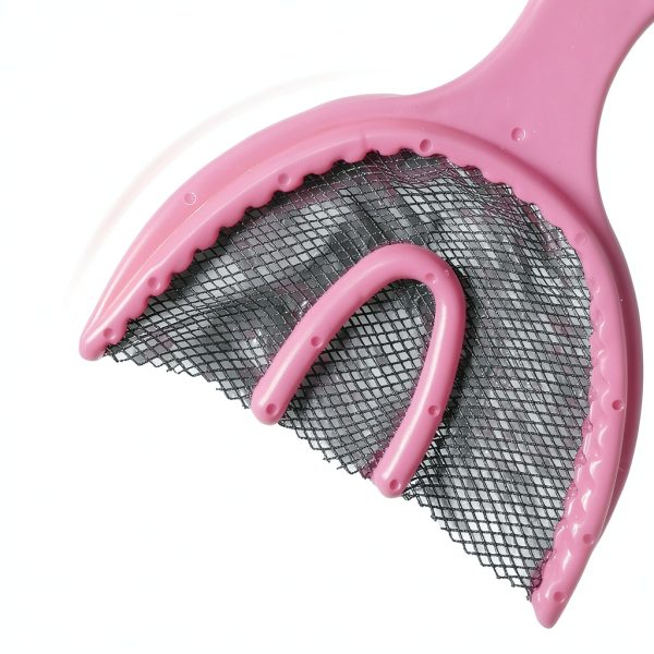 35 Pcs Dental Grade Disposable Triple Bite Registration Tray by Vastmed | Nylon Mesh Impression Trays for Teeth Molds | Full Arch Large Full - Pink-3