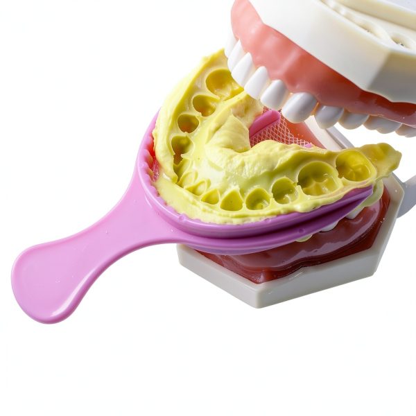 35 Pcs Dental Grade Disposable Triple Bite Registration Tray by Vastmed | Nylon Mesh Impression Trays for Teeth Molds | Full Arch Large Full - Pink-4