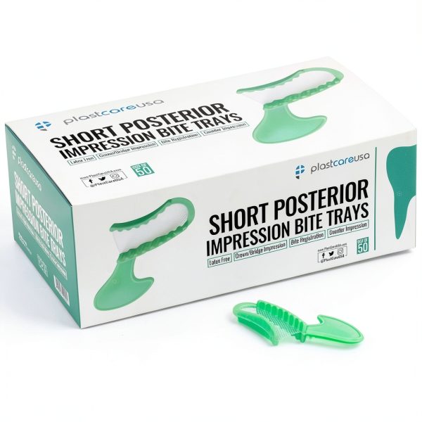 PlastCare USA 50 green short posterior dental bite registration trays-6